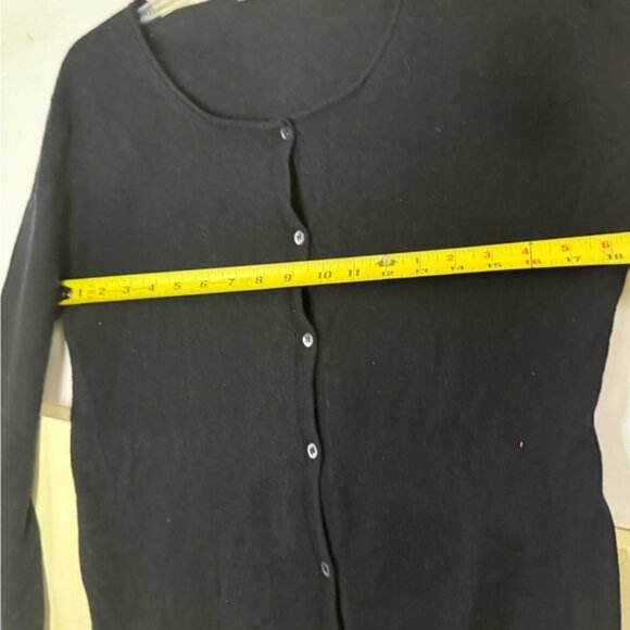 Laurel Silk Cashmere Cardigan Sweater Knit Round Neck Minimalist Top Button Up M - Picture 11 of 12
